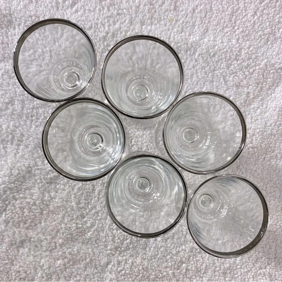 Vintage Silver Rim Footed French Crystal Shot Glasses 7 Cordial Glasses Aperitif - Picture 4 of 14